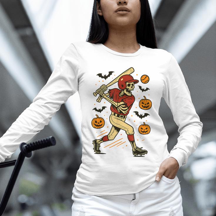 Skeleton Halloween Baseball Boys Men Kids Toddler Unisex Long Sleeve T-Shirt