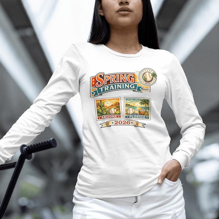 Spring Training 2026 Retro Postcard Baseball Premium Tri-Blend Unisex Long Sleeve T-Shirt