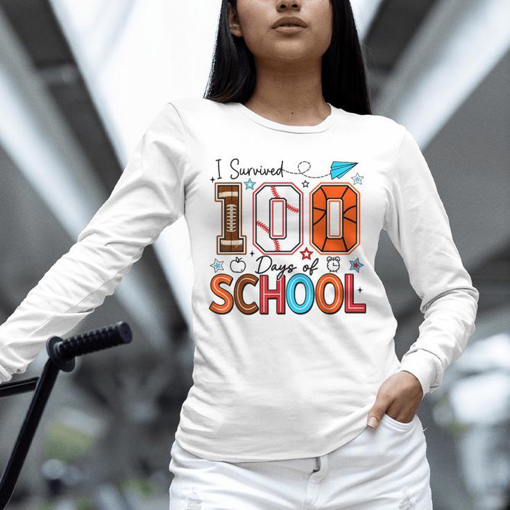 I Survived 100 Days Baseball Football Basketball School Kids Unisex Long Sleeve T-Shirt I Survived 100 Days Baseball Football Basketball School Kids Unisex Long Sleeve T-Shirt
