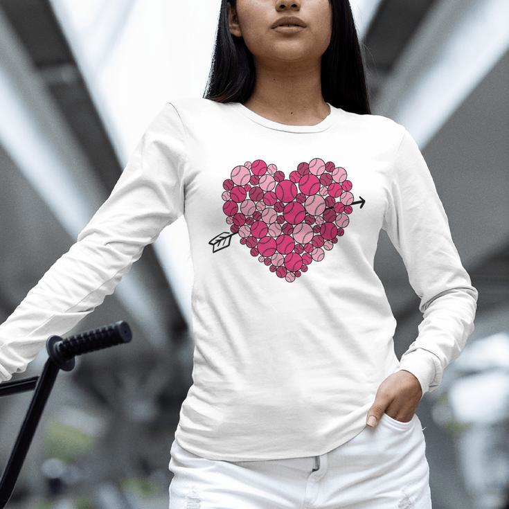 Valentine's Day Baseball Heart Softball Player Sports Lover Unisex Long Sleeve T-Shirt