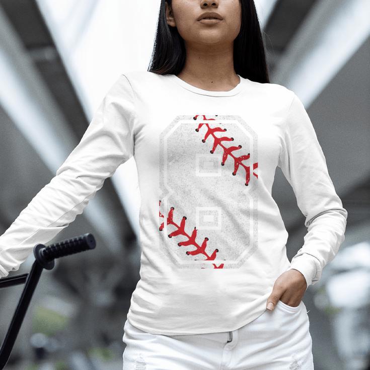 Vintage Baseball 8 Jersey Number 8 Unisex Long Sleeve T-Shirt