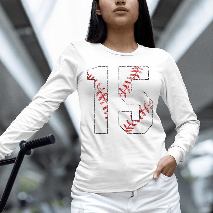 Vintage Distressed Baseball Number 15 Jersey Player Uniform Unisex Long Sleeve T-Shirt Vintage Distressed Baseball Number 15 Jersey Player Uniform Unisex Long Sleeve T-Shirt