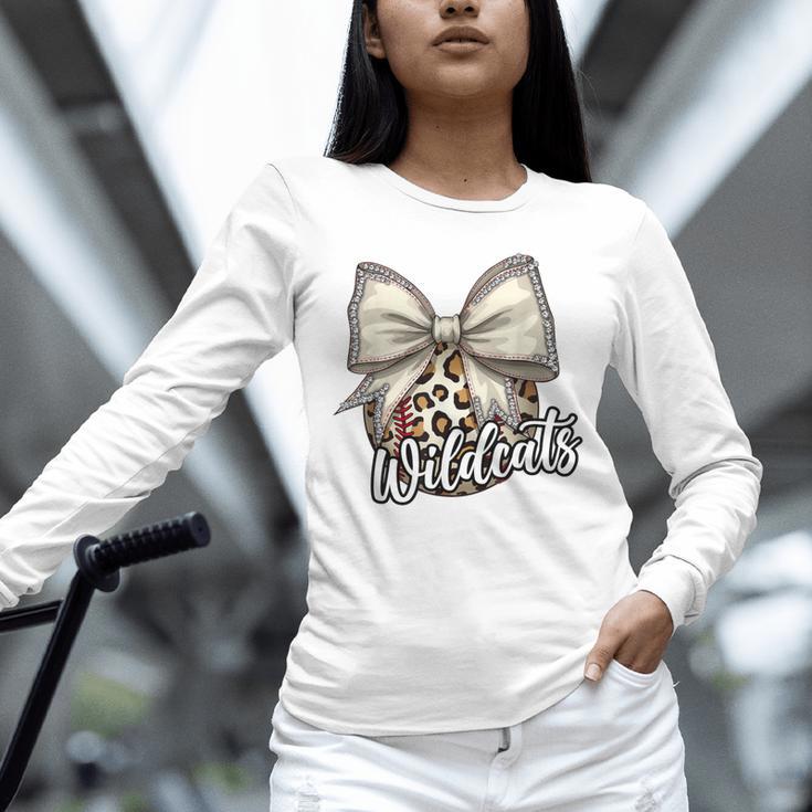 Wildcats Baseball Leopard Print Coquette Bow Mascot Game Day Unisex Long Sleeve T-Shirt Wildcats Baseball Leopard Print Coquette Bow Mascot Game Day Unisex Long Sleeve T-Shirt