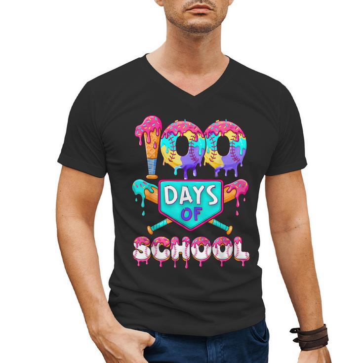 100 Days Of School Baseball Boys Kids Men's V-Neck T-Shirt
