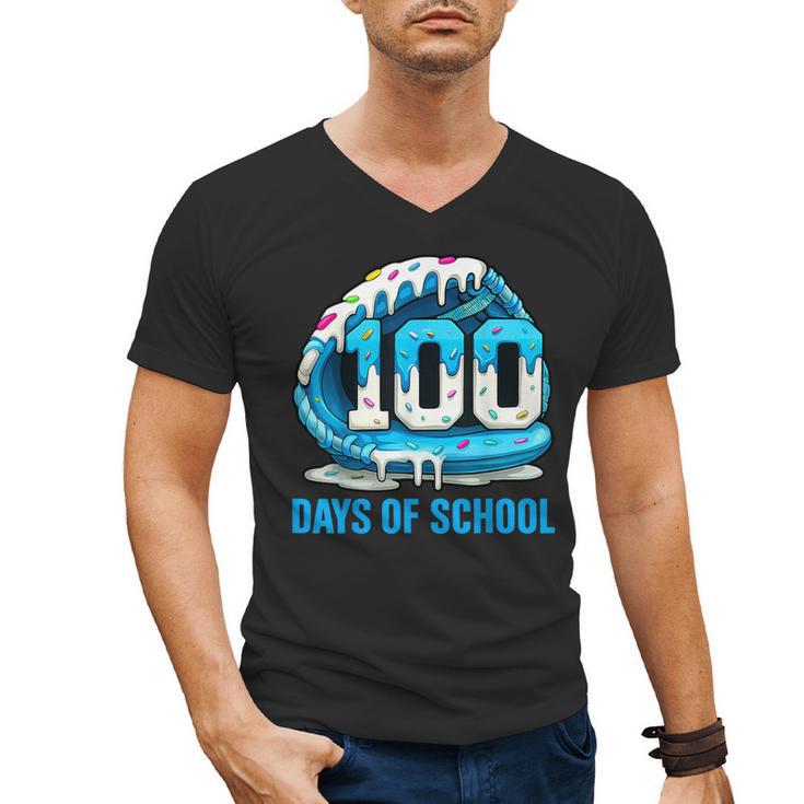 100 Days Of School Baseball Drip Ice Cream Kid Boy 100th Day Men's V-Neck T-Shirt