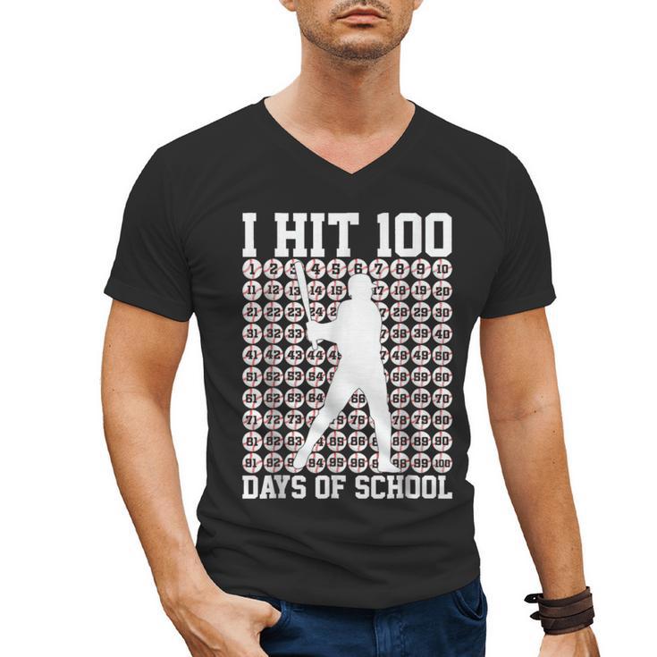 100 Days Of School Boys Kids 100th Day Balls For Baseball Men's V-Neck T-Shirt