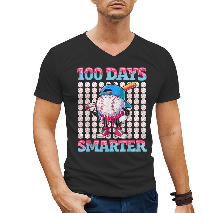 100 Days Smarter Baseball Drip Boys 100 Days Of School Kids Men's V-Neck T-Shirt
