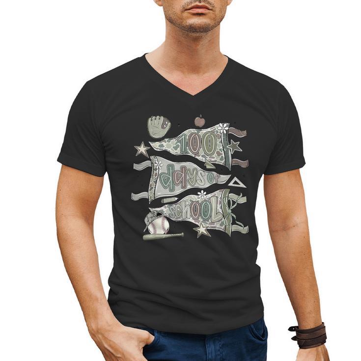 100 Days Smarter Baseball Sport School Celebration Men's V-Neck T-Shirt
