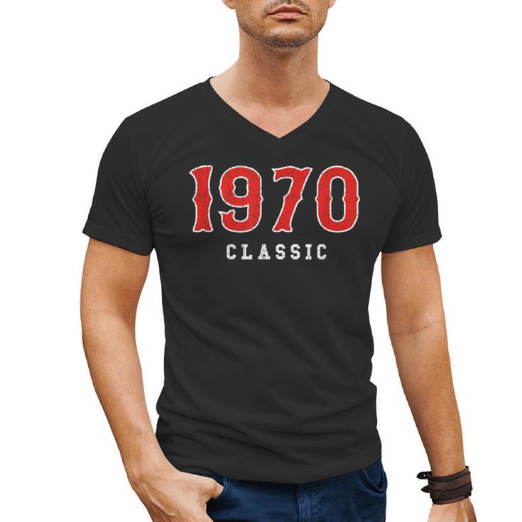 55 Year Old 1970 Classic Baseball Fan 55th Birthday Men's V-Neck T-Shirt