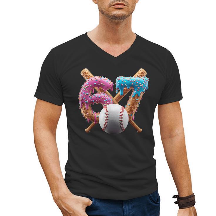 67 Baseball Ice Cream Drip Kids Youth Men's V-Neck T-Shirt