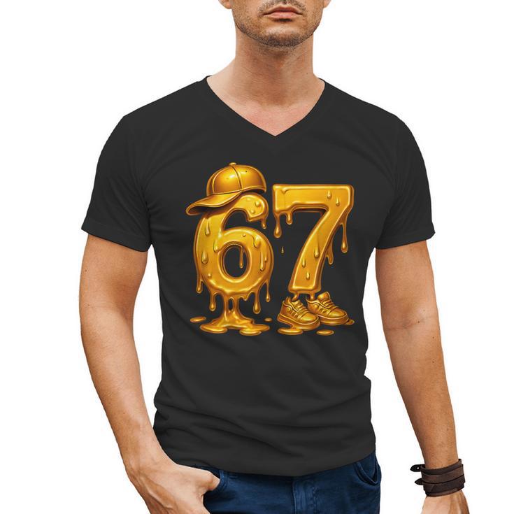 67 Brain Rot Meme Baseball Ice Cream Drip For Kids & Teens Men's V-Neck T-Shirt