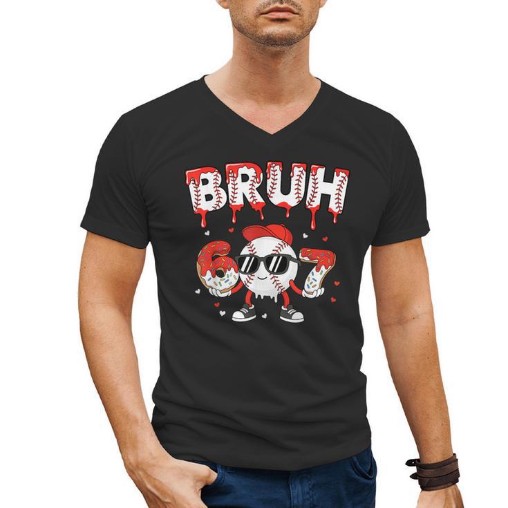 67 Bruh Valentines Baseball Boys Kids Six Seven 6 7 Men's V-Neck T-Shirt
