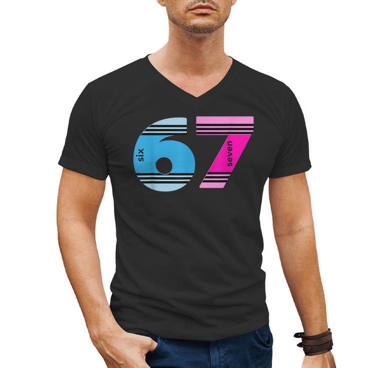 67 Crayon Cool Baseball Crayon 6 7 67 Men's V-Neck T-Shirt