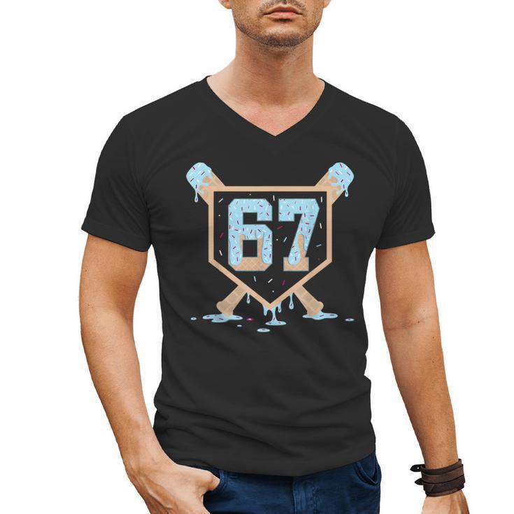 67 Ice Cream Drip Baseball Meme Six Seven Gen Alpha Men's V-Neck T-Shirt
