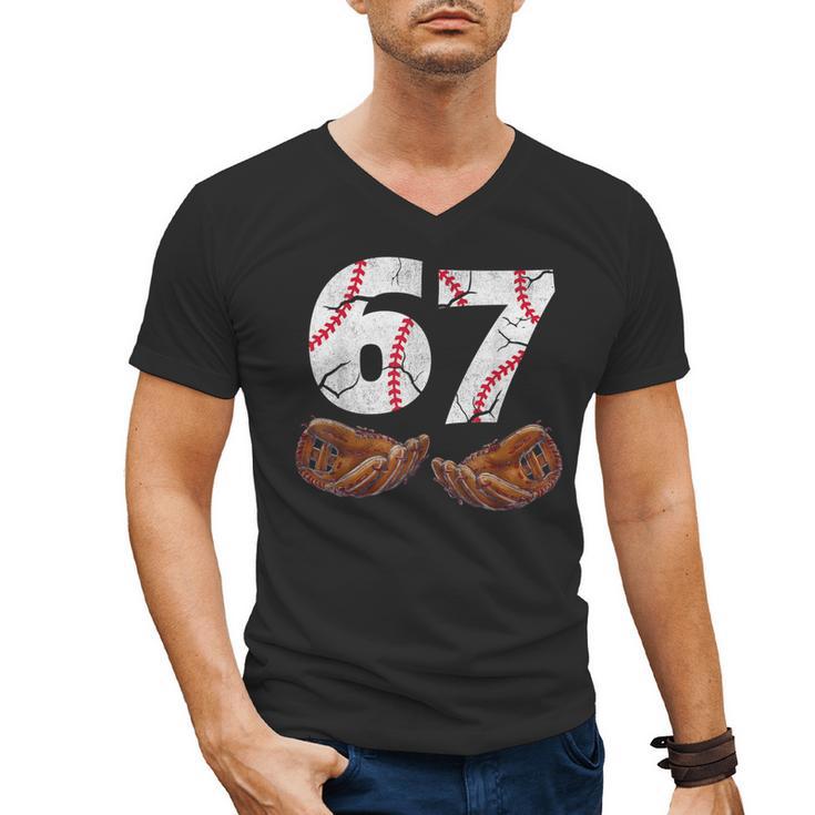 67 Trend Baseball Six Seven Number For Boys Men Men's V-Neck T-Shirt