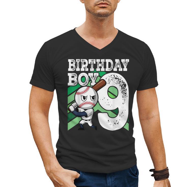 9th Birthday Baseball Birthday Party 9th Birthday Boy Men's V-Neck T-Shirt