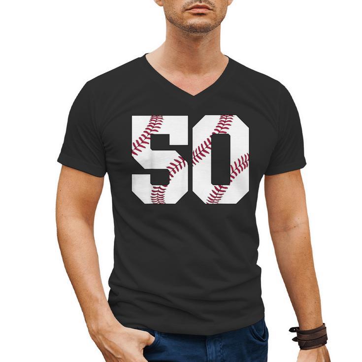 Baseball 1976 50th Birthday Vintage 50 Years Old Retro Men's V-Neck T-Shirt