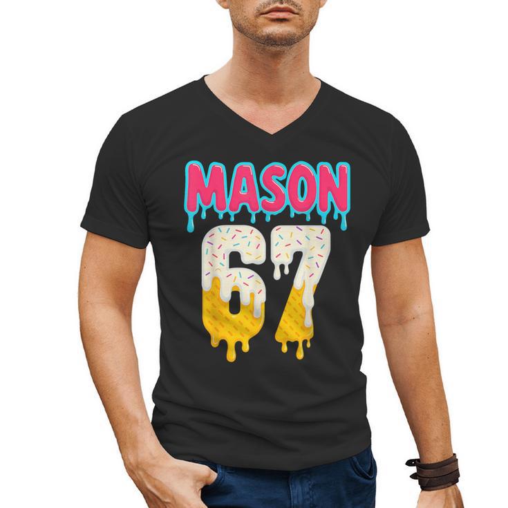Baseball 6 7 Ice Cream Drip Number 67 Six Seven Meme Men's V-Neck T-Shirt