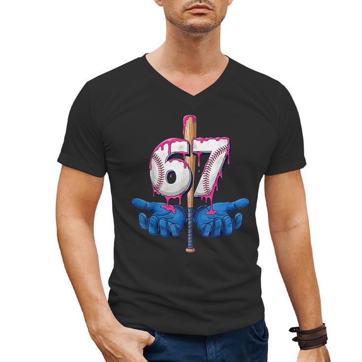 Baseball 67 Six Seven Gen Alpha Meme Drip Men's V-Neck T-Shirt