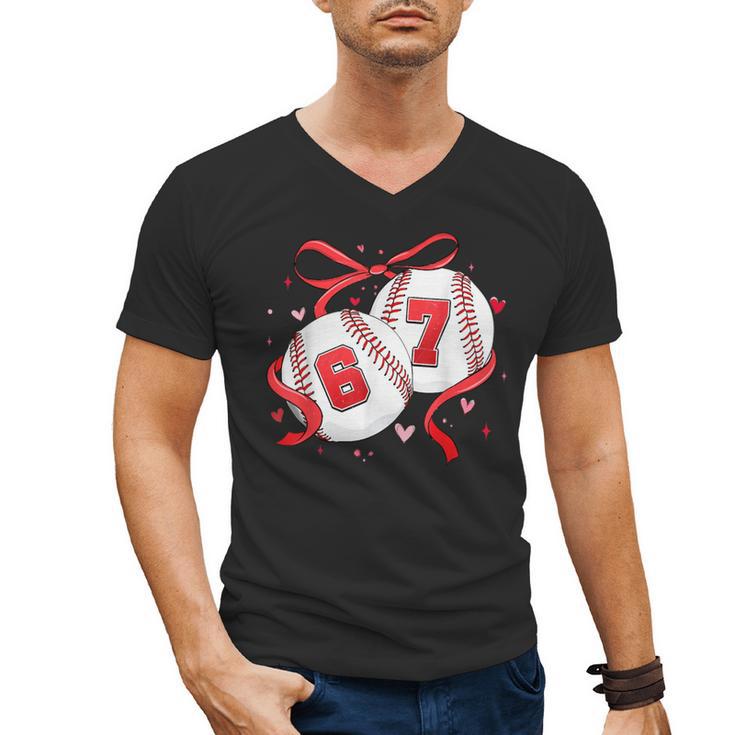 Baseball 67 Six Seven Gen Alpha Meme Valentine's Day Men's V-Neck T-Shirt
