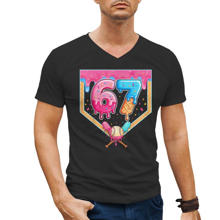 Baseball 67 Six Seven Meme Drip 6 7 Boys Girl Kids Men's V-Neck T-Shirt