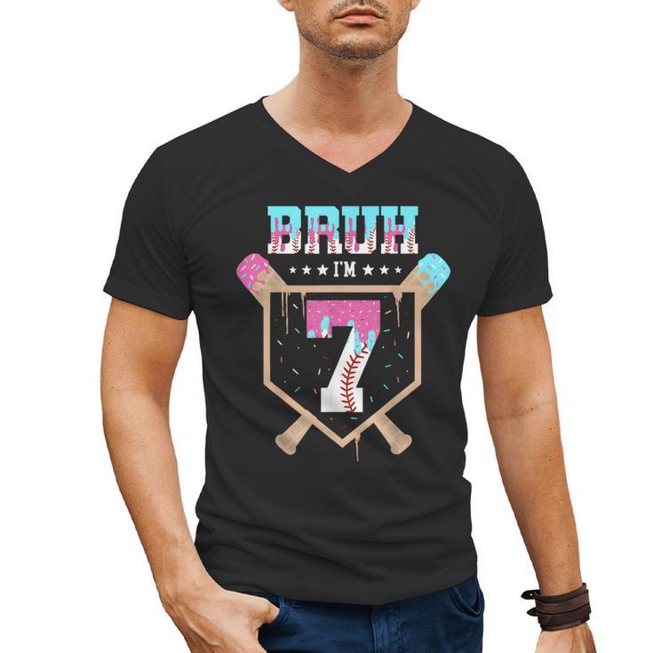 Baseball 7 Year Old Ice Cream Drip 7th Birthday Boys Player Men's V-Neck T-Shirt