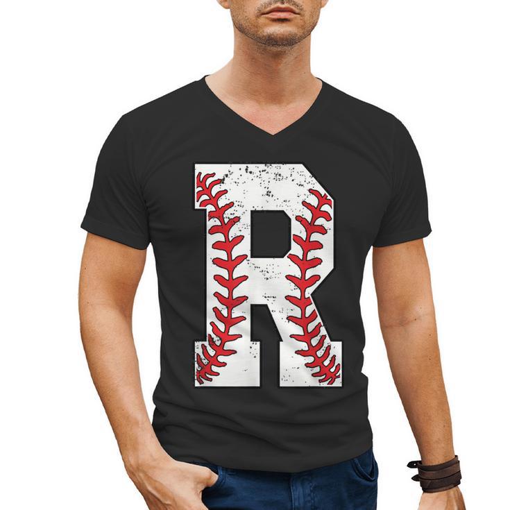 Baseball Alphabet Monogram Initial Letter R Men's V-Neck T-Shirt