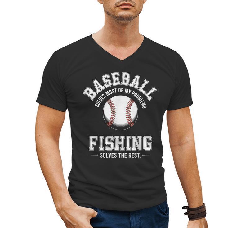 Baseball & Fishing Men's V-Neck T-Shirt Baseball & Fishing Men's V-Neck T-Shirt