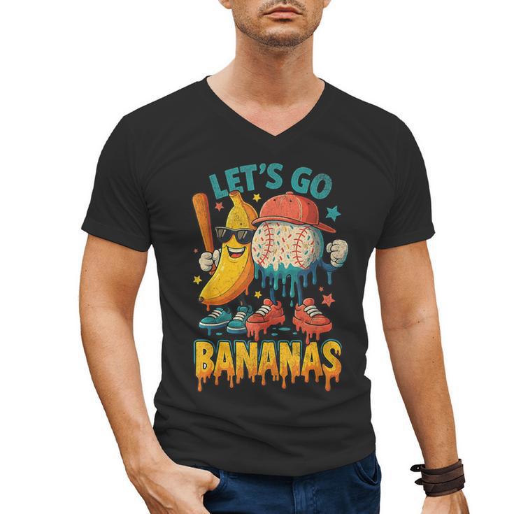 Baseball Banana Sports Drip Art For Kids Men's V-Neck T-Shirt