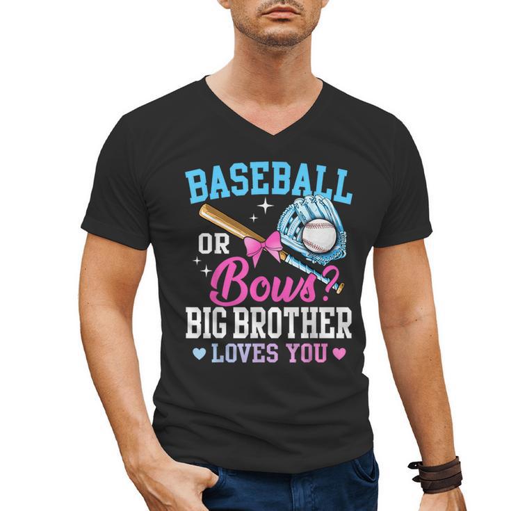 Baseball Or Bows Big Brother Loves You Gender Pink Or Blue Men's V-Neck T-Shirt