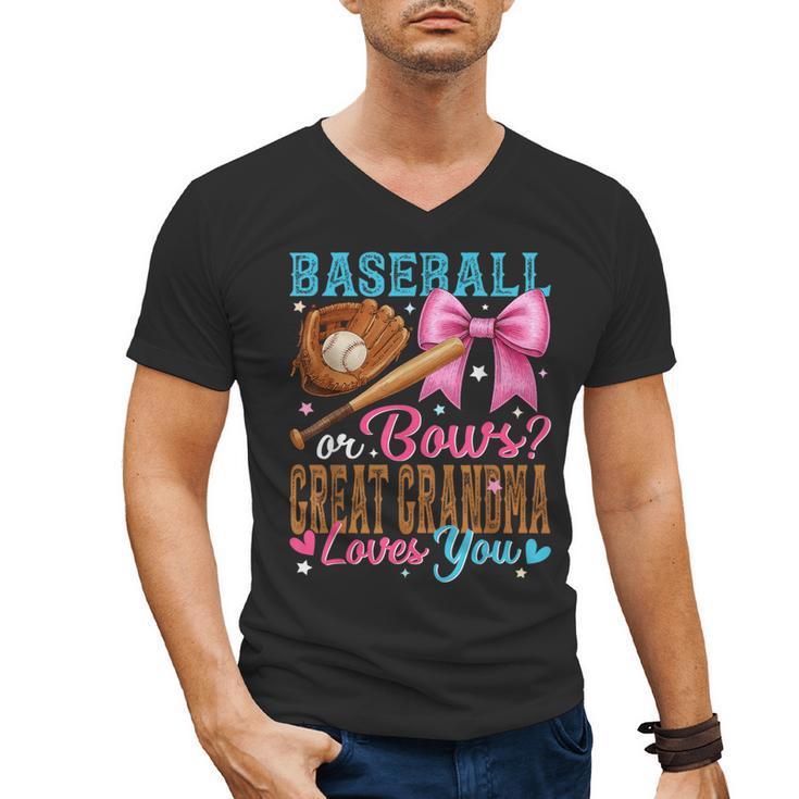 Baseball Or Bows Great Grandma Loves You Gender Reveal Men's V-Neck T-Shirt