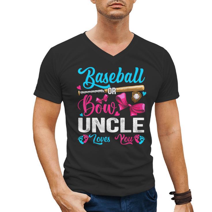 Baseball Or Bows Uncle Loves You Gender Reveal Men's V-Neck T-Shirt