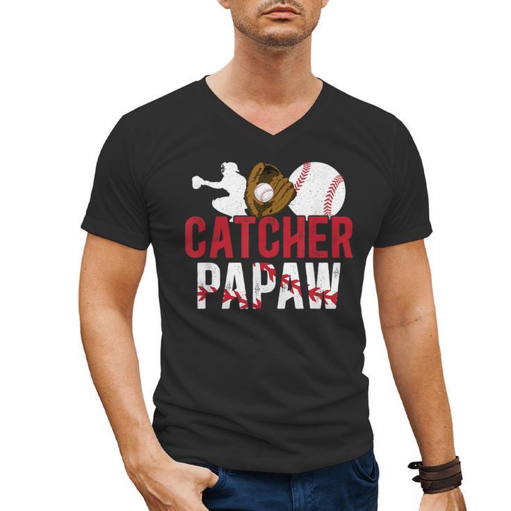 Baseball Catcher Papaw Proud Papaw Of A Baseball Catcher Men's V-Neck T-Shirt