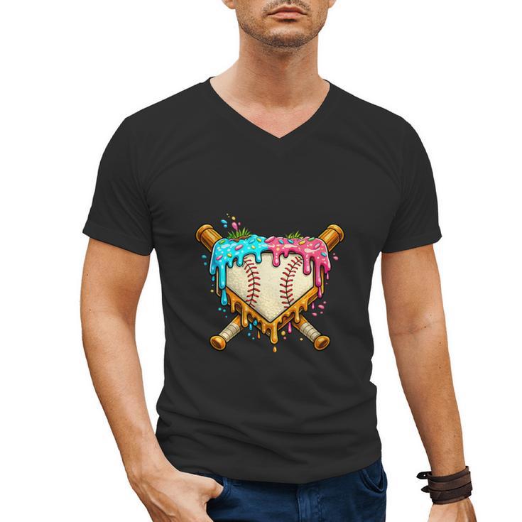Baseball Drip For Boys Ice Cream Dripping Baseball Sport Men's V-Neck T-Shirt