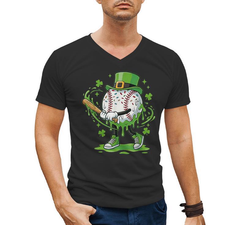 Baseball Drip For Boys Ice Cream Drip Youth St Patricks Day Men's V-Neck T-Shirt