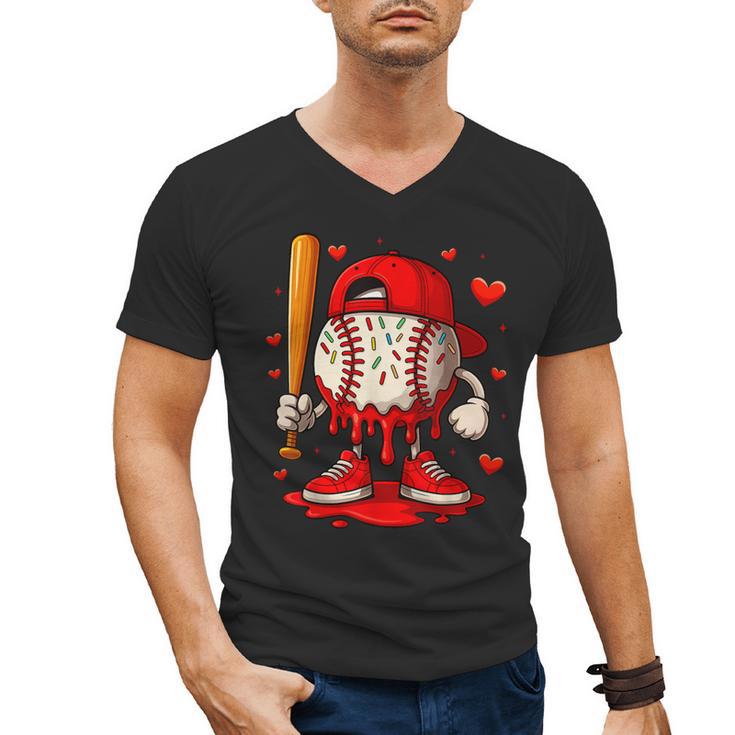 Baseball Drip Ice Cream Apparel Boys Kids Valentines Day Men's V-Neck T-Shirt