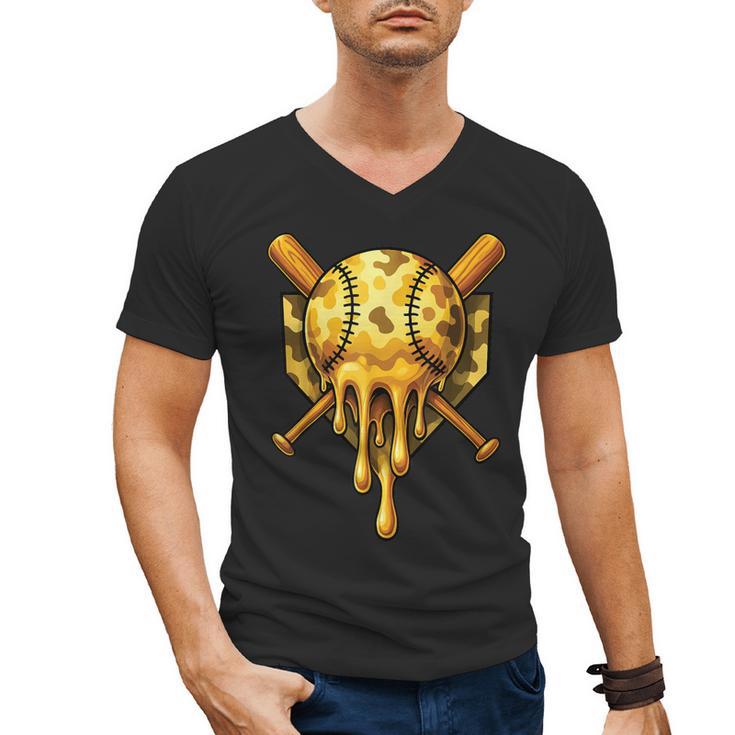 Baseball Drip Ice Cream Camo Cool Men's V-Neck T-Shirt