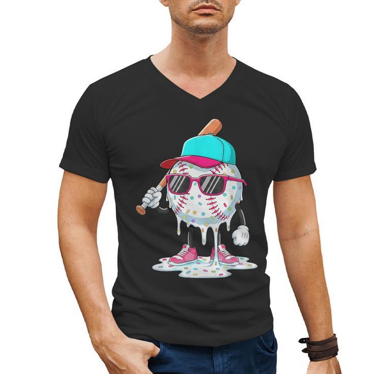 Baseball Drip Ice Cream Lifestyle Sprinkless Boy Kid Men's V-Neck T-Shirt