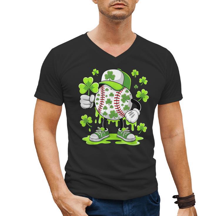 Baseball Drip Ice Cream Shamrock Irish St Patricks Men Men's V-Neck T-Shirt