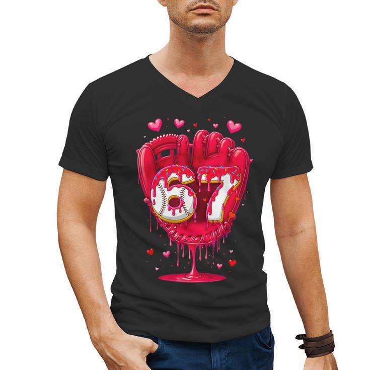 Baseball Drip Ice Cream Valentine Youth Boys Girls Sport Men's V-Neck T-Shirt