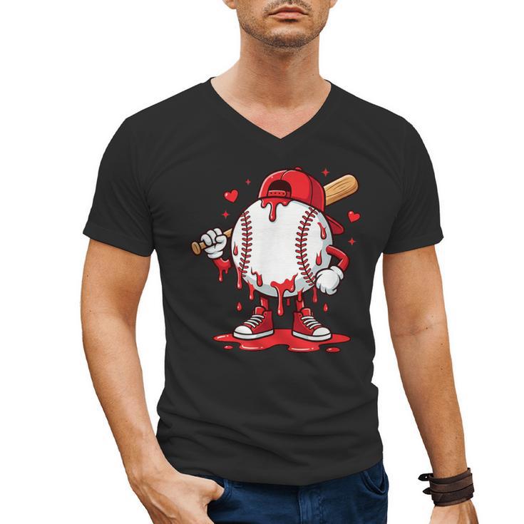 Baseball Drip Icecream Men Boy Valentine Men's V-Neck T-Shirt