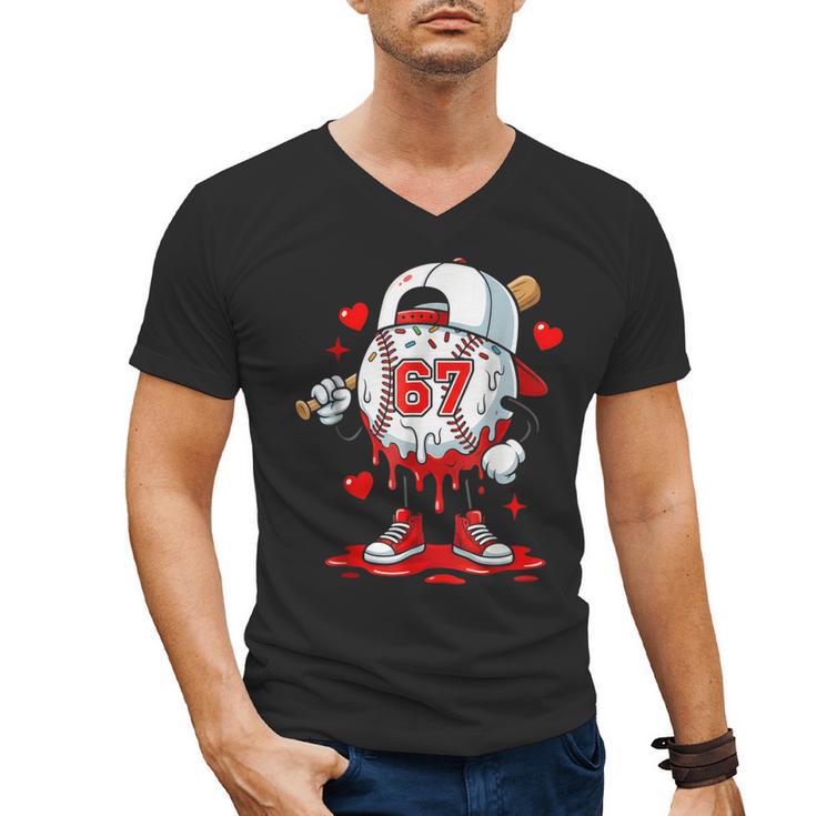 Baseball Drip Icecream Valentine 67 Meme Tees Men Youth Boys Men's V-Neck T-Shirt