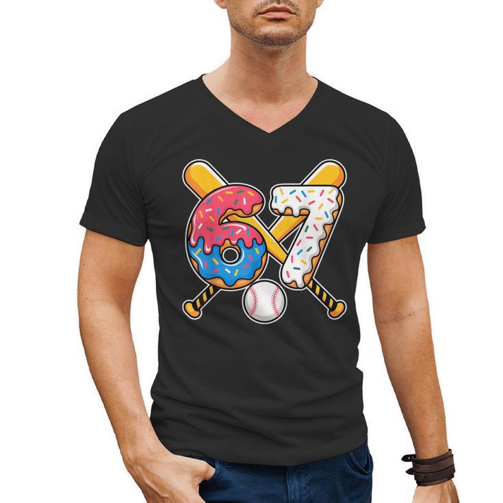 Baseball Drip Number 67 Player 67th Birthday Meme Men's V-Neck T-Shirt