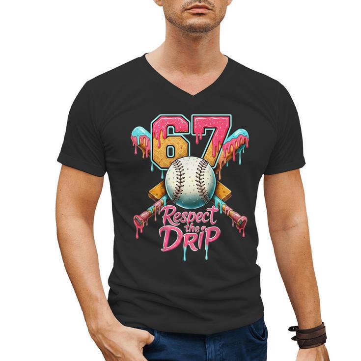 Baseball Drip Number 67 Player Sport For Men Women Kids Men's V-Neck T-Shirt