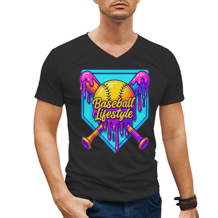 Baseball Drip Outfit Boys Ice Cream Drip Baseball Lifestyle Men's V-Neck T-Shirt
