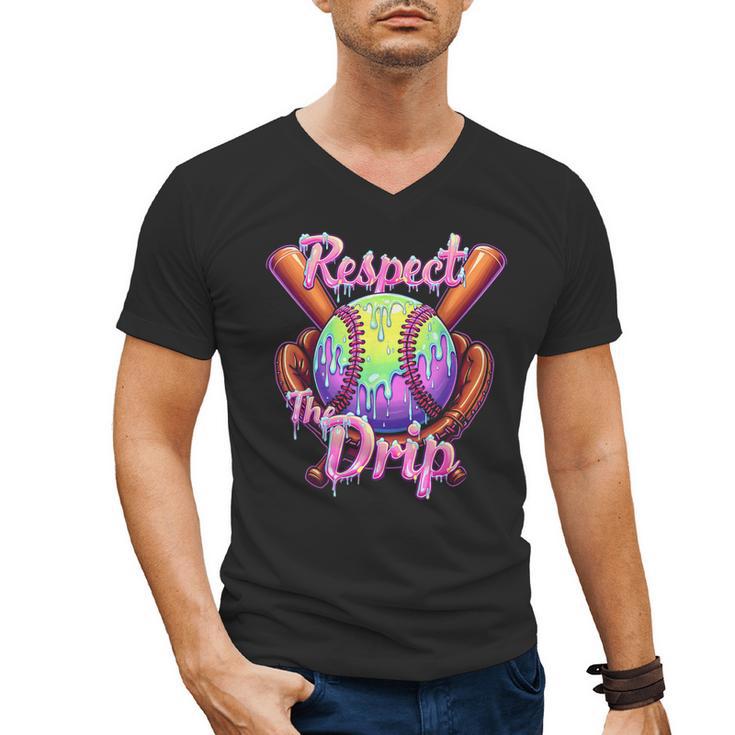 Baseball Drip Respect The Drip Purple Ice Cream Sprinkles Men's V-Neck T-Shirt