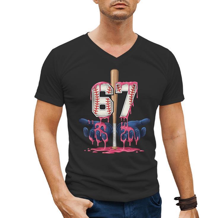 Baseball Drip Shirt Youth Baseball Glove Drip Ice Cream Men's V-Neck T-Shirt