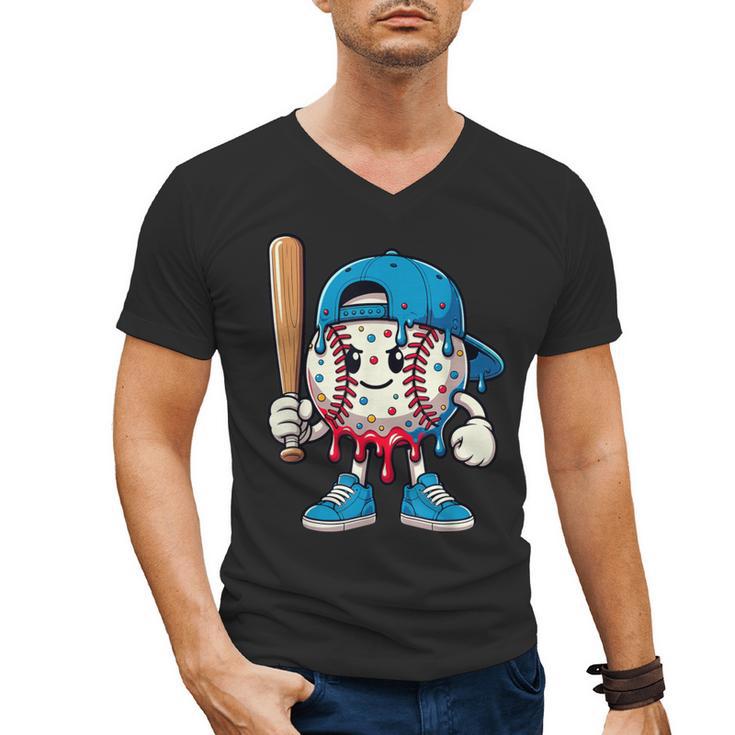 Baseball Drippy Style Apparel For Boys Youth Cool Baseball Men's V-Neck T-Shirt