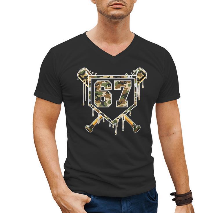 Baseball Ice Cream Drip 67 Camo Six Seven Meme Men's V-Neck T-Shirt