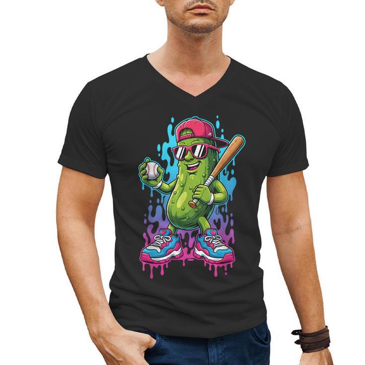 Baseball Ice Cream Drip Boys And Girls Batter Game Day Men's V-Neck T-Shirt